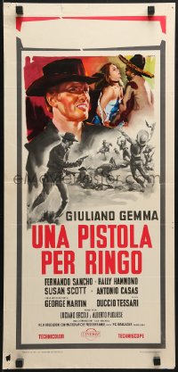 6y943 PISTOL FOR RINGO Italian locandina 1965 cool different spaghetti western art by Olivetti!