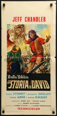 6y968 STORY OF DAVID Italian locandina 1963 Casaro art of Jeff Chandler in battle!