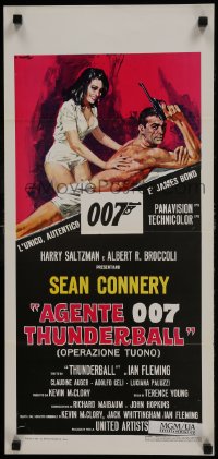 6y977 THUNDERBALL Italian locandina R1971 art of Sean Connery as James Bond 007 by Averado Ciriello!