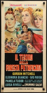 6y981 TREASURE OF THE PETRIFIED FOREST Italian locandina 1965 Distefano art of Gordon Mitchell!