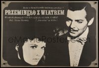 6y717 GONE WITH THE WIND Polish 26x38 R1979 Erol art of Clark Gable & Vivien Leigh, all-time classic