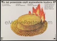 6y722 I TO CE PROCI Polish 27x37 1986 Michal Piekarski artwork of flaming straw hat!