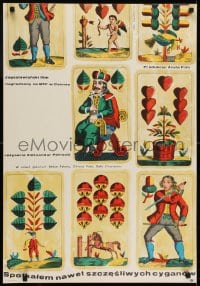 6y635 I EVEN MET HAPPY GYPSIES Polish 23x33 1968 Petrovic, cool Stanislaw Zamecznik tarot card art!