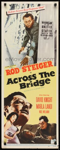 6z005 ACROSS THE BRIDGE insert 1958 Rod Steiger in Graham Greene's great suspense story!