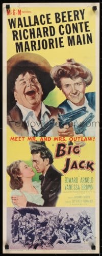 6z041 BIG JACK insert 1949 art of Wallace Beery & Marjorie Main with two guns each + Richard Conte!