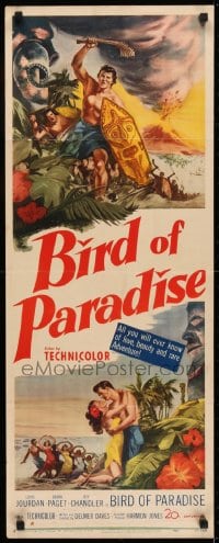 6z045 BIRD OF PARADISE insert 1951 art of barechested Louis Jourdan & tropical sexy Debra Paget!