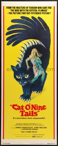 6z076 CAT O' NINE TAILS insert 1971 Dario Argento's Il Gatto a Nove Code, wild horror art of cat!
