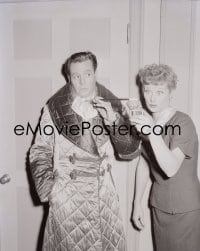 7a069 I LOVE LUCY 4x5 negative 1950s Lucille Ball lighting cigarette for Desi in smoking jacket!