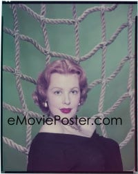 7a079 ARLENE DAHL 8x10 transparency 1950s head & shoulders portrait by cargo net by Bud Fraker!