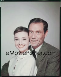 7a075 AUDREY HEPBURN/MEL FERRER 8x10 transparency 1950s portrait of the happily married couple!