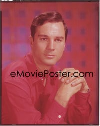 7a105 GEORGE MAHARIS 8x10 transparency 1950s head & shoulders portrait in red button-up shirt!