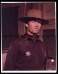 7a203 HANG 'EM HIGH 4x5 transparency 1968 best close up of Clint Eastwood wearing tin star!