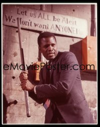 7a212 IN THE HEAT OF THE NIGHT 4x5 transparency 1967 Sidney Poitier attacking with metal pipe!