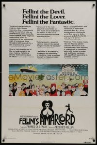 7b034 AMARCORD 1sh 1974 Federico Fellini classic comedy, different art by Giuliano Geleng!