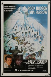 7b073 AVALANCHE 1sh 1978 Roger Corman, Rock Hudson & Mia Farrow, wild mountain art!