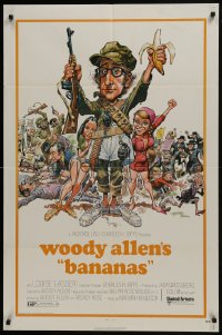 7b083 BANANAS 1sh 1971 great artwork of Woody Allen by E.C. Comics artist Jack Davis!