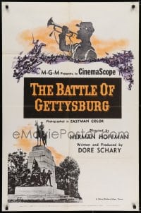 7b091 BATTLE OF GETTYSBURG 1sh 1956 Civil War documentary, narrated by Leslie Nielsen!