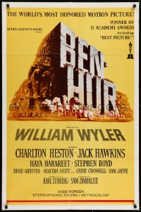 7b102 BEN-HUR 1sh R1969 Charlton Heston, William Wyler classic religious epic, chariot art!