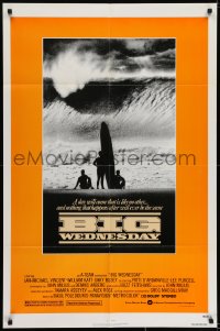 7b112 BIG WEDNESDAY 1sh 1978 John Milius classic surfing movie, silhouette of surfers on beach!