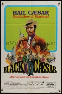 7b116 BLACK CAESAR 1sh 1973 AIP Williamson blaxploitation, Godfather of Harlem art by G. Akimoto!