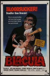 7b122 BLACULA 1sh 1972 black vampire William Marshall is deadlier than Dracula, great image!