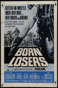 7b142 BORN LOSERS 1sh 1967 Tom Laughlin directs and stars as Billy Jack, sexy motorcycle art!