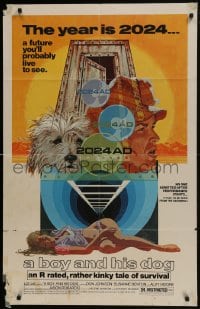 7b145 BOY & HIS DOG 1sh 1975 cool Robert Tanenbaum sci-fi artwork with sexy half-dressed babe!