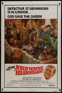 7b146 BRANNIGAN 1sh 1975 Douglas Hickox, great McGinnis art of fighting John Wayne in England!