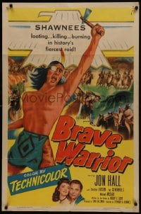 7b147 BRAVE WARRIOR 1sh 1952 the prophet sounds the war cry and ten thousand braves rise in fury!