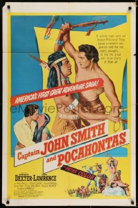 7b179 CAPTAIN JOHN SMITH & POCAHONTAS 1sh 1953 Anthony Dexter, Jody Lawrance, great adventure saga!