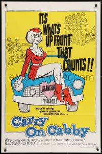 7b183 CARRY ON CABBY 1sh 1967 English taxi cab sex, art of sexy girl sitting on car!