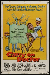 7b184 CARRY ON DOCTOR 1sh 1972 the gang is playing doctor with the sexiest nurses in town!