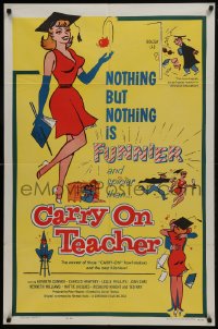 7b186 CARRY ON TEACHER 1sh 1962 Kenneth Connor, Charles Hawtrey, English, sexy comic art!