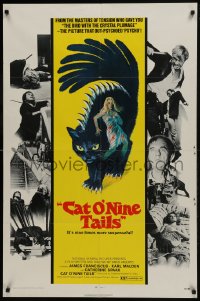 7b187 CAT O' NINE TAILS 1sh 1971 Dario Argento's Il Gatto a Nove Code, wild horror art of cat!