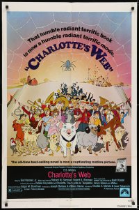 7b192 CHARLOTTE'S WEB 1sh 1973 E.B. White's farm animal cartoon classic!