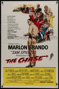 7b193 CHASE 1sh 1966 Marlon Brando, Jane Fonda, Robert Redford, directed by Arthur Penn!