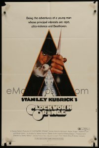 7b198 CLOCKWORK ORANGE 1sh 1972 Stanley Kubrick classic, Castle art of Malcolm McDowell!