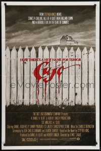 7b211 CUJO 1sh 1983 Stephen King, horrifying artwork of bloody fence & house by Robert Tanenbaum!