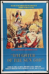 7b214 DAUGHTER OF THE SUN GOD 1sh 1963 legendary lost city of gold, wild artwork!