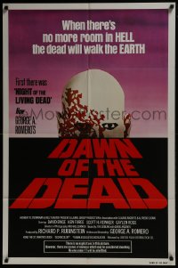 7b215 DAWN OF THE DEAD 1sh 1979 George Romero, no more room in HELL for the dead, red title design