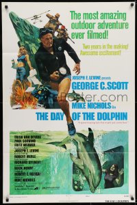 7b216 DAY OF THE DOLPHIN style D 1sh 1973 George C. Scott, Mike Nichols, dolphin assassin!