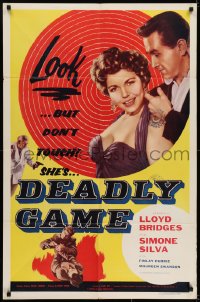 7b219 DEADLY GAME 1sh 1954 Lloyd Bridges, sexy bad girl Simone Silva knows the score!