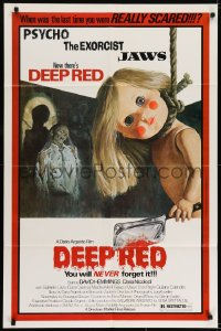 7b226 DEEP RED 1sh 1977 Dario Argento, creepy artwork of doll with cleaver hanging from noose!