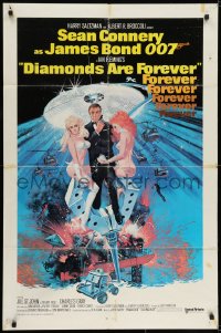 7b234 DIAMONDS ARE FOREVER int'l 1sh 1971 art of Sean Connery as James Bond 007 by Robert McGinnis!
