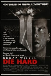 7b237 DIE HARD 1sh 1988 Bruce Willis vs twelve terrorists, action classic, with borders!