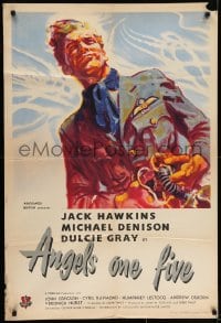 7b049 ANGELS ONE FIVE English 1sh 1952 different art of WWII pilot Jack Hawkins with sky overhead!