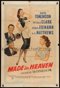 7b526 MADE IN HEAVEN English 1sh 1952 love flew out the window when a foreign maid entered the scene!