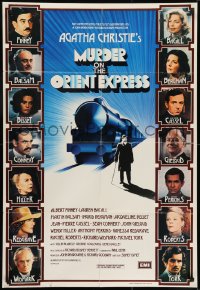 7b580 MURDER ON THE ORIENT EXPRESS English 1sh 1974 Agatha Christie, great different art of train!