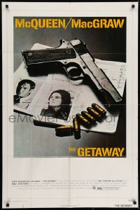 7b344 GETAWAY 1sh 1972 Steve McQueen, McGraw, Sam Peckinpah, cool gun & passports image!