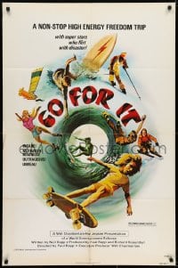 7b355 GO FOR IT 1sh 1976 surfing, snow skiing, skateboarding, extreme sports art!